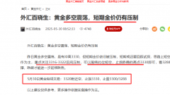 外汇百晓生：黄金如期下跌短期看3300破位情况